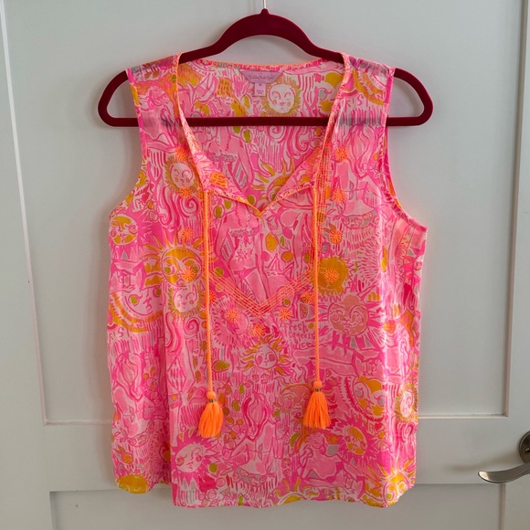 Lauren sleeveless cotton top in Pink Pout More Tiki in the Keys- Medium - Picture 2 of 6